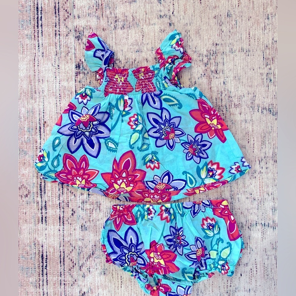 Old Navy Kids Floral Matching Set - Blue and Pink